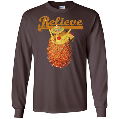 Believe Pineapple Cuptropical Drink T-shirt Dark Chocolate