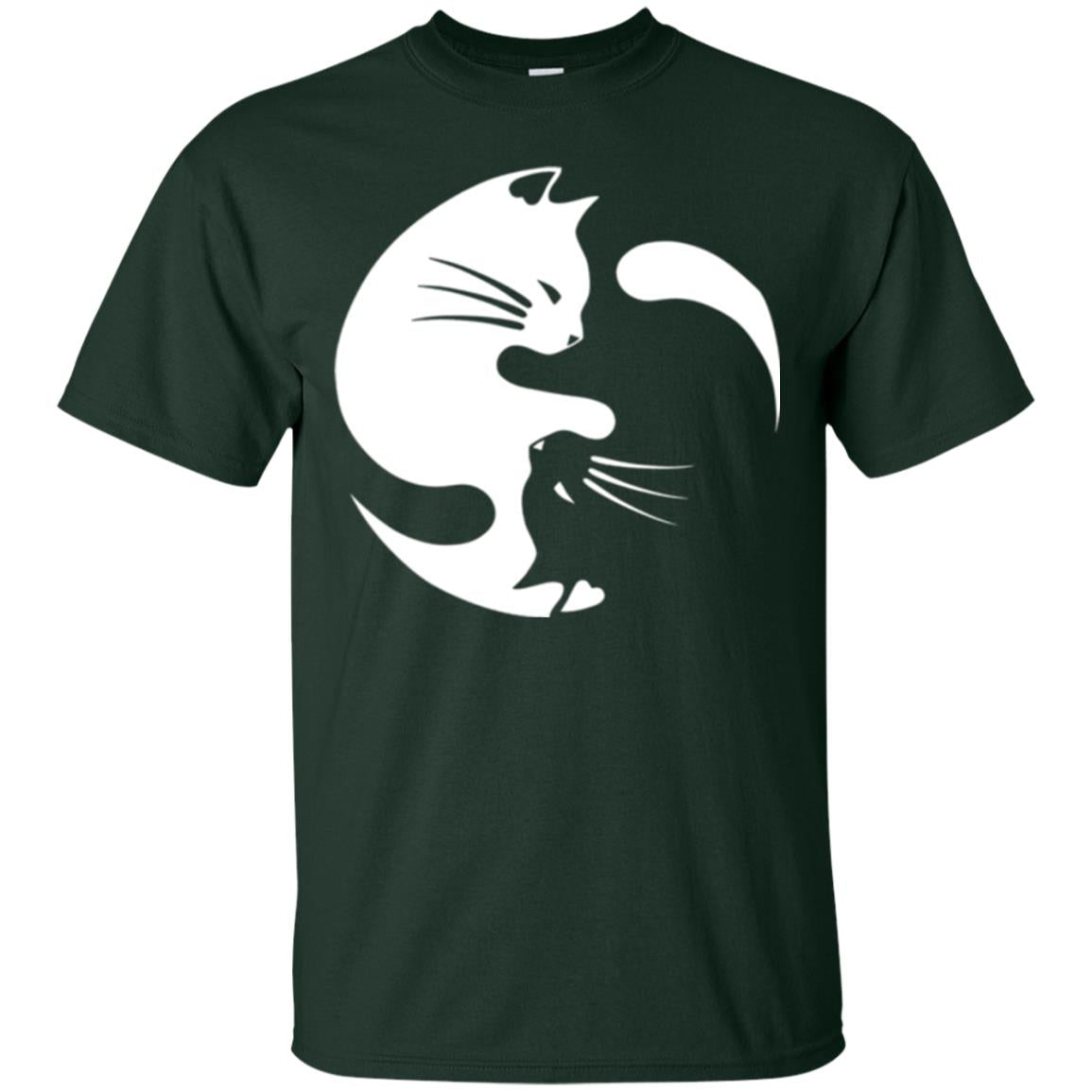 Ying Yang Cat T-shirt Forest Green
