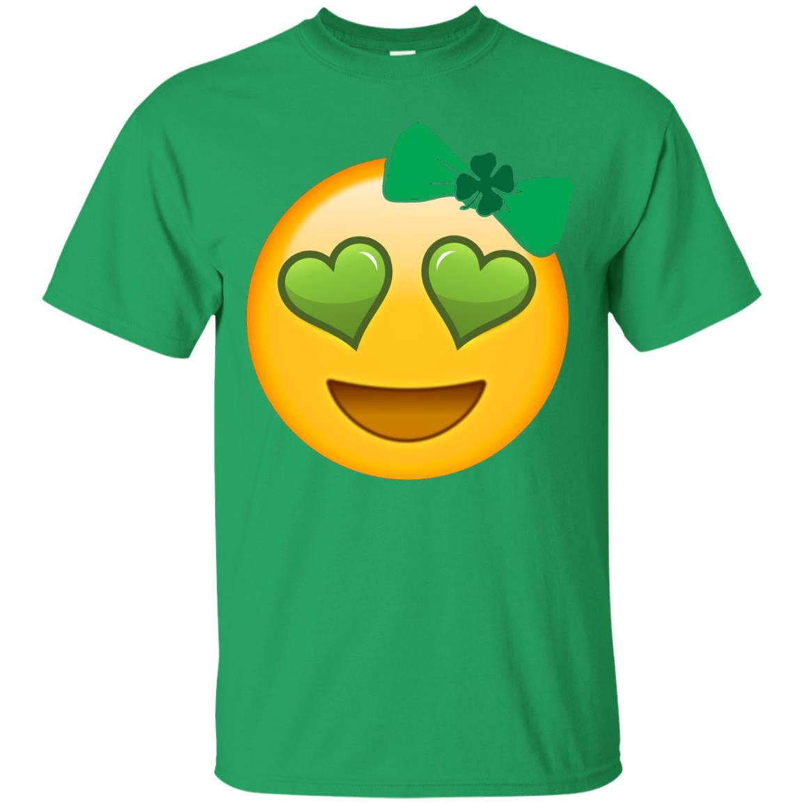 Emoji Green Heart Eyes Bow Saint Patricks Day Shirt For Girls Irish Green