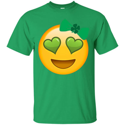 Emoji Green Heart Eyes Bow Saint Patricks Day Shirt For Girls Irish Green