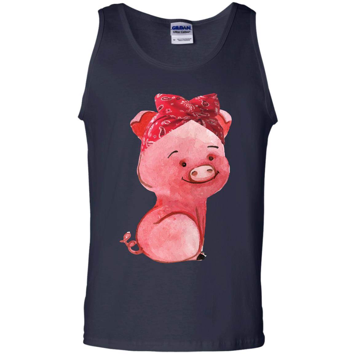 Pig Bandana Cute Pig Lovers Shirt For Girl And Women Navy