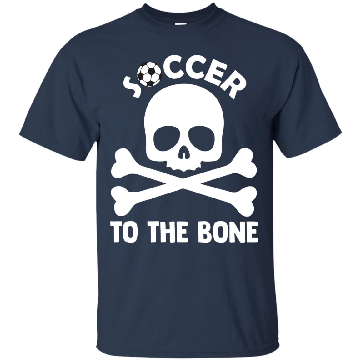 Soccer To The Bone Distressed Skull Soccer Passion Shirt Navy