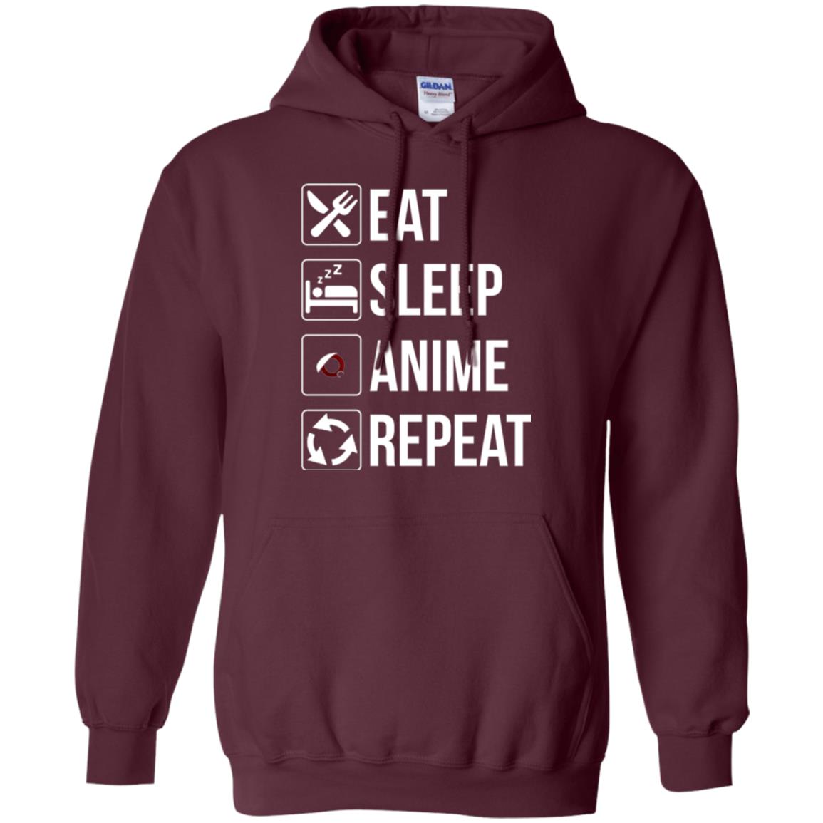 Anime Lovers T-shirt Eat Sleep Anime Repeat Maroon