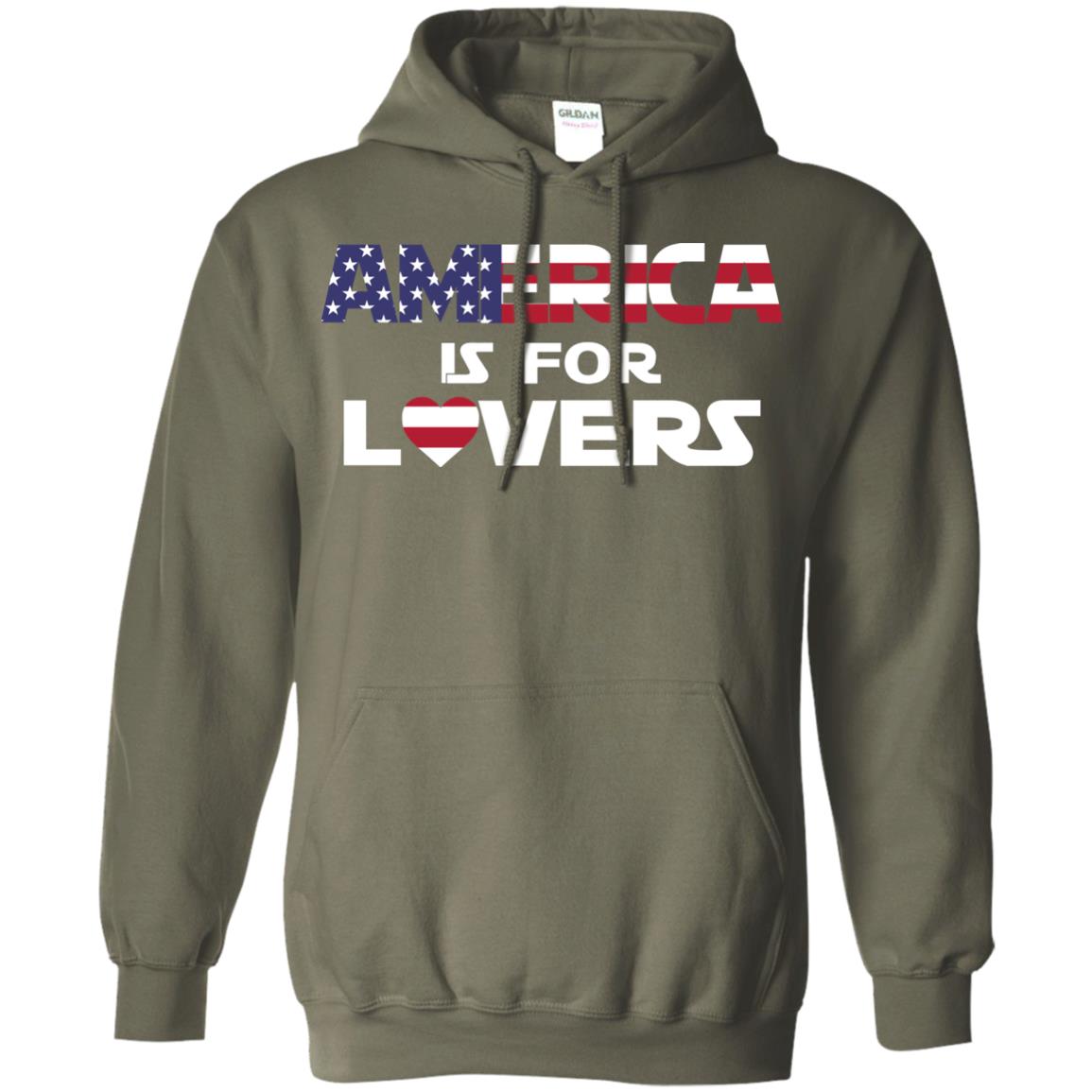 America Is For Lovers Flag Of United States Shirt Military Green