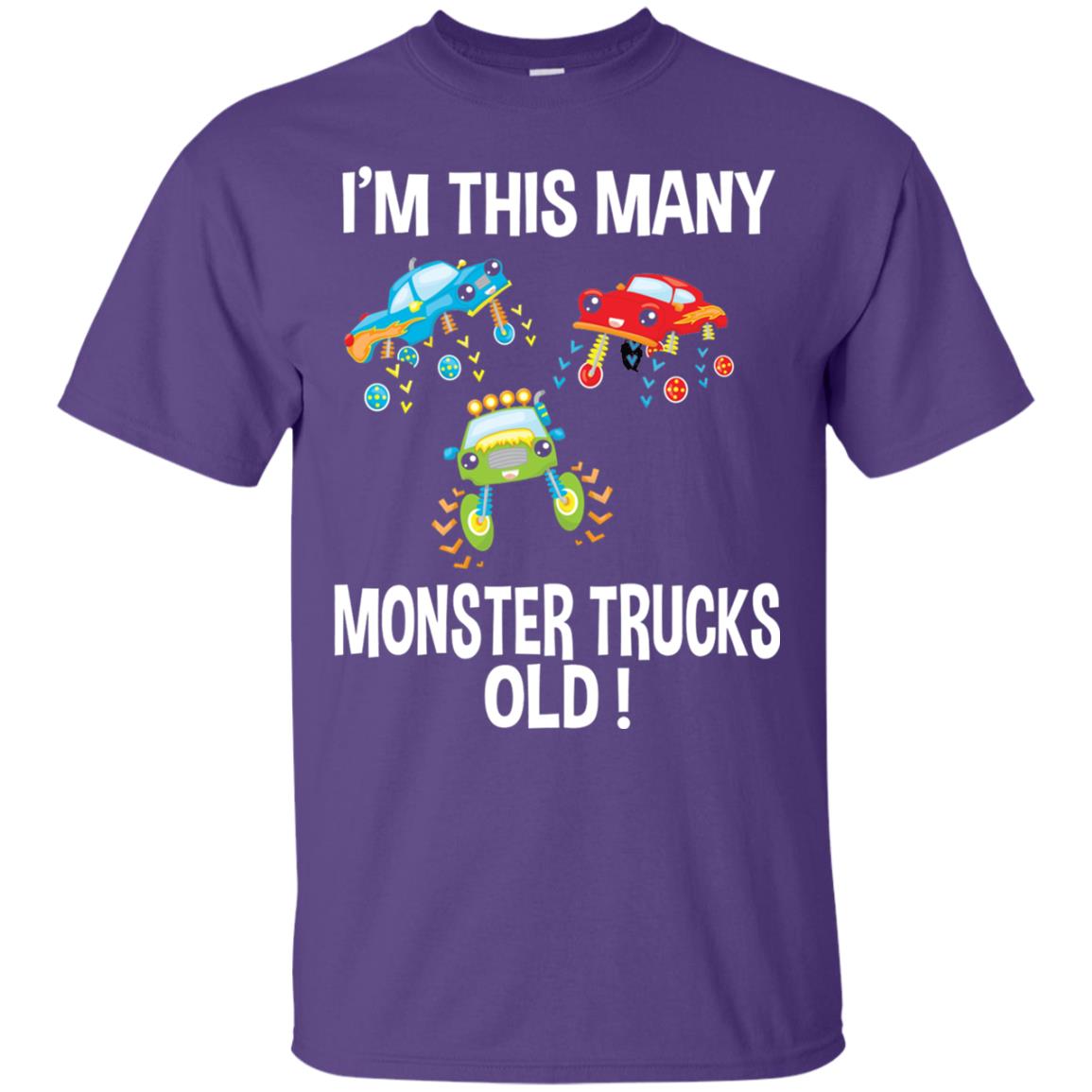 Birthday 3th Shirt Im This Many Monster Trucks Old Purple