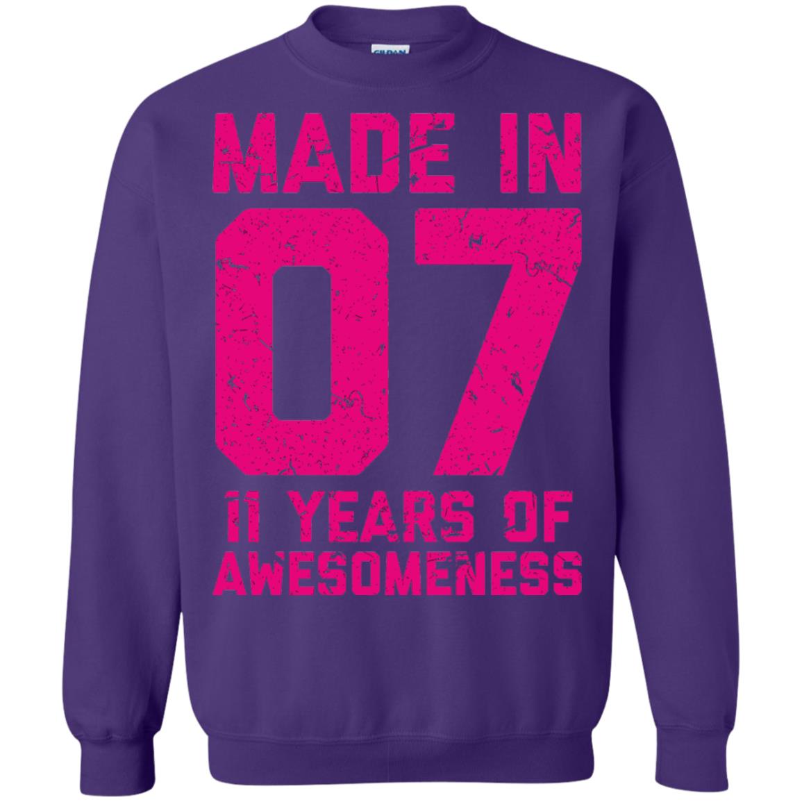 Made In 07 Age 11 Eleven Years Of Awesomeness T-shirt Purple