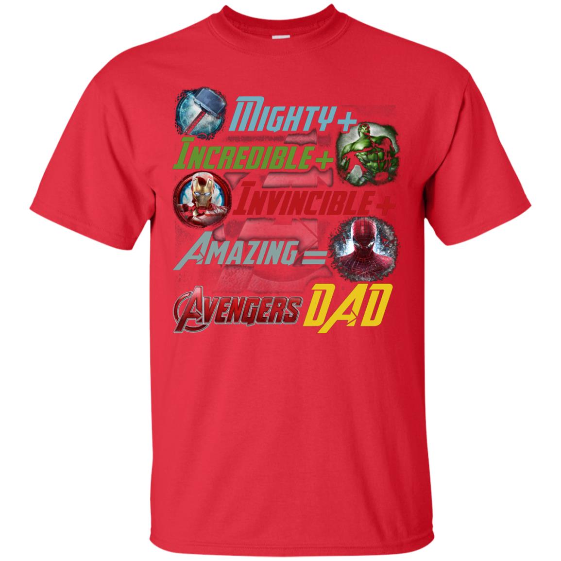 Mighty Incredible Invincible Amazing Dad Movie Fan T-shirt Red