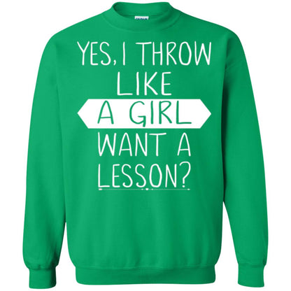 Softball T-shirt Yes I Throw Like A Girl Want A Lesson Irish Green