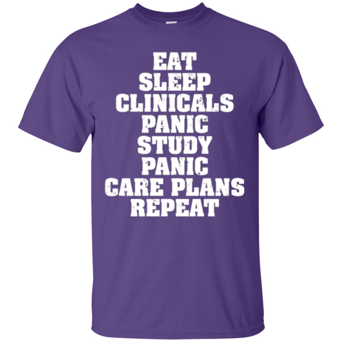 Funny Nursing Student T-shirt Eat Sleep Clinicals Panic Purple