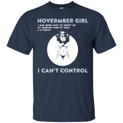 November Girl I Was Born With My Heart T-shirt Navy