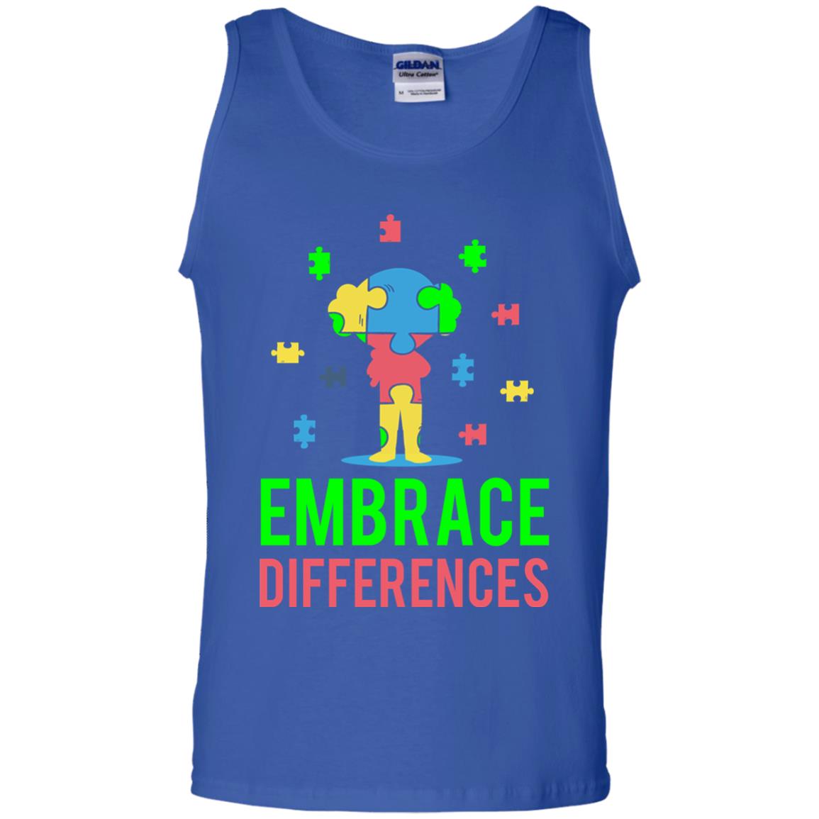 Autism Awareness T-shirt Embrace Differences Royal