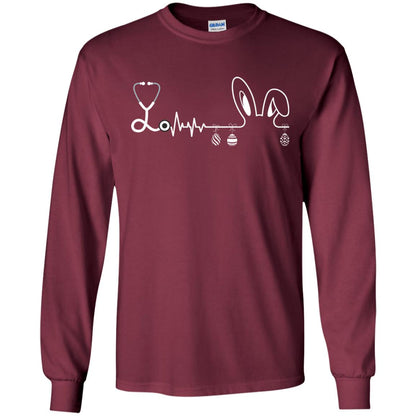 Easter Bunny Nurse Heartbeat T-shirt For Nursing Lover Maroon