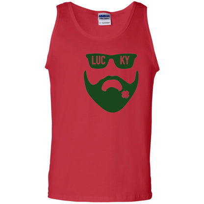 Green Bearded Clover Lucky Charm St. Patrick_s Day T-shirt Red