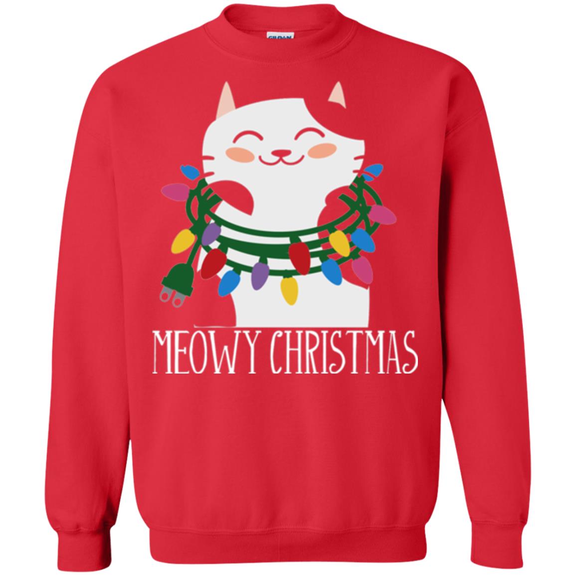 Meowy Christmas Holiday T-shirt Red