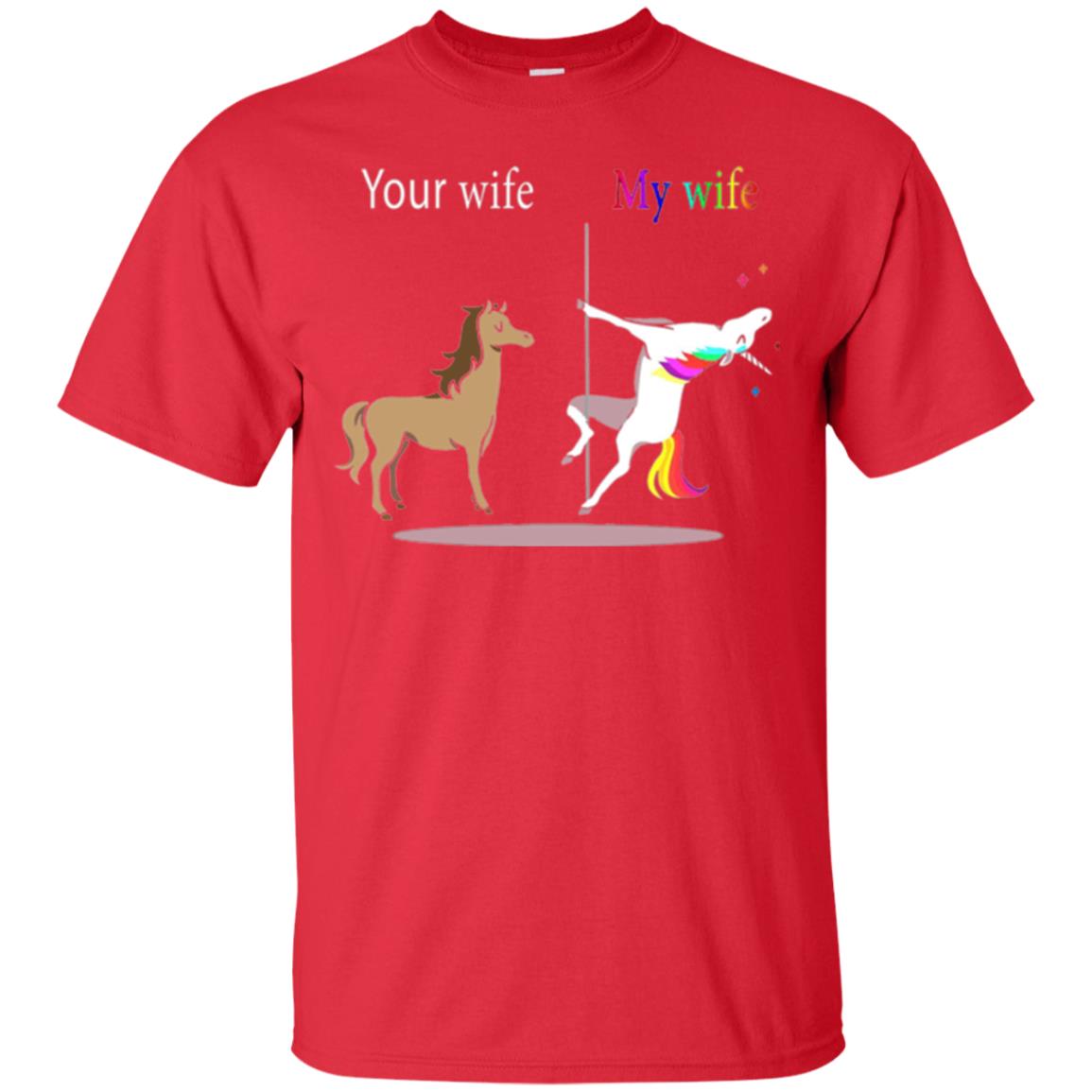 Unicorn T-shirt Your Wife My Wife Red