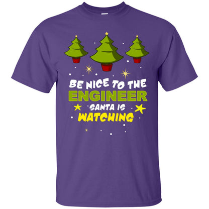 Be Nice To Be Engineer Santa Is Watching X-mas Gift Shirt Purple