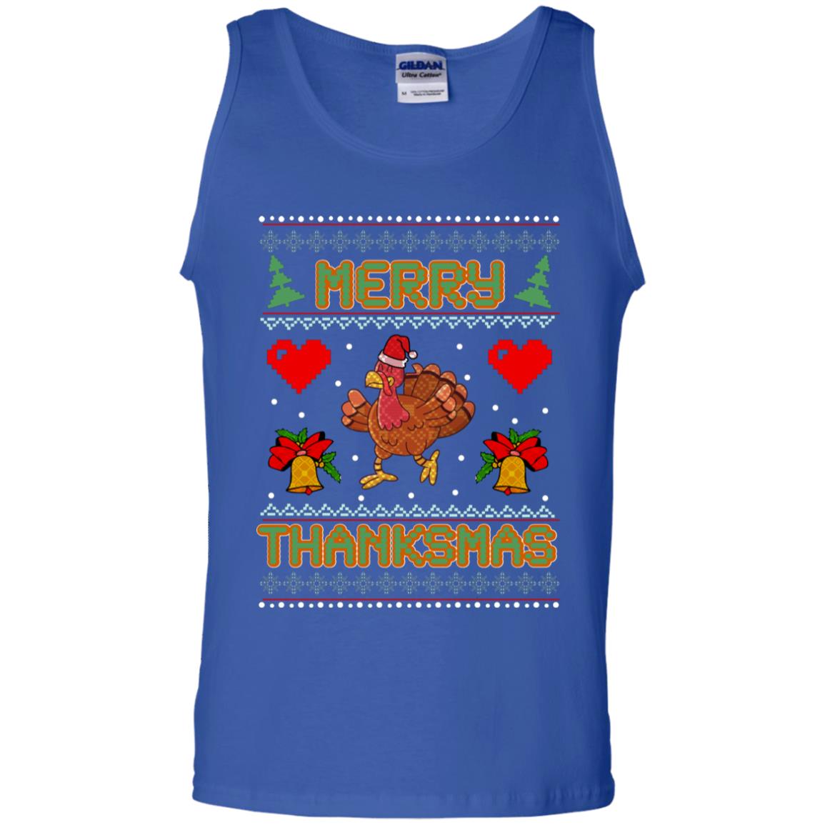 Merry Thanksmas Turkey Thanksgiving Gift Shirt For Mens Or Womens Royal