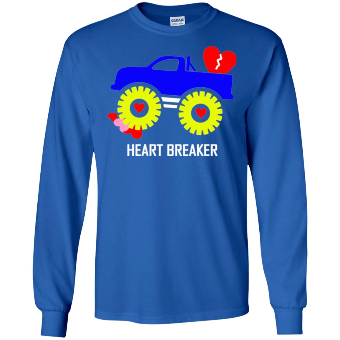 Heart Breaker Cute Blue Monster Truck Valentine_s Day T-shirt Royal