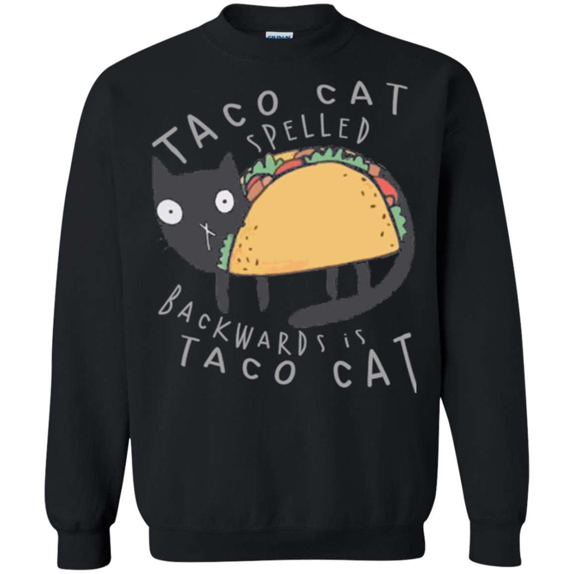Cat Lovers T-shirt Taco Cat Spelled Backward Is Taco Cat Black