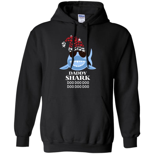 Daddy Shark With Santa Claus Hat Merry X-mas Family Shark Gift Shirt Black