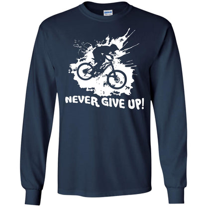 Biker T-shirt Never Give Up Navy