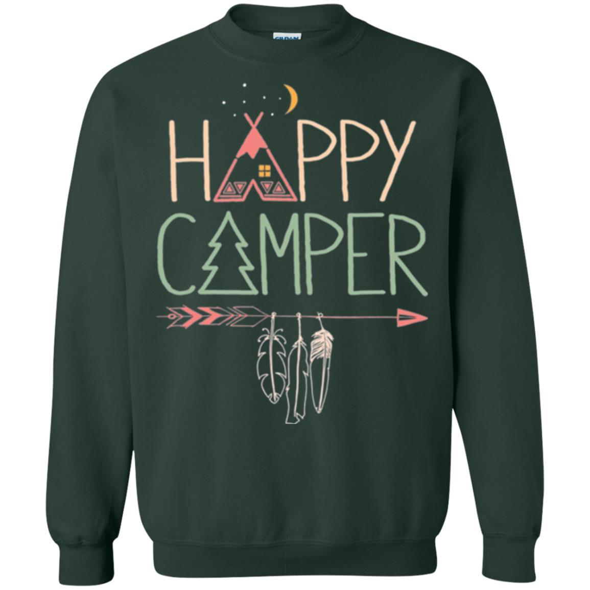 Camper T-shirt Happy Camping Forest Green