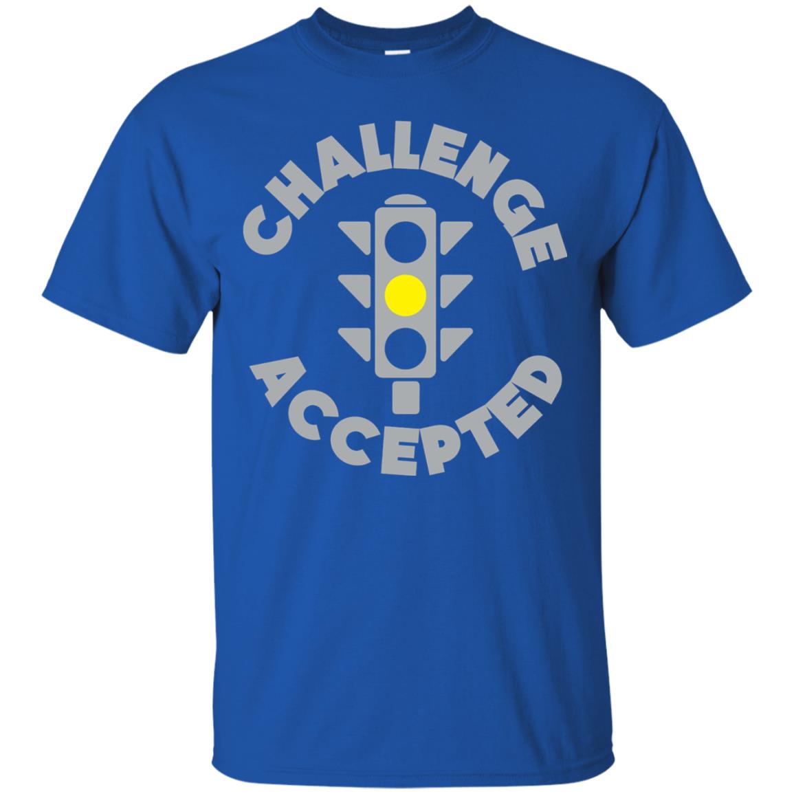 Funny Racing T-shirt Challenge Accepted Yellow Light Car Royal