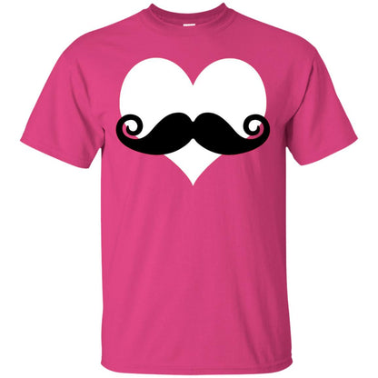 Mustache Heart Valentines Day T-shirt Heliconia