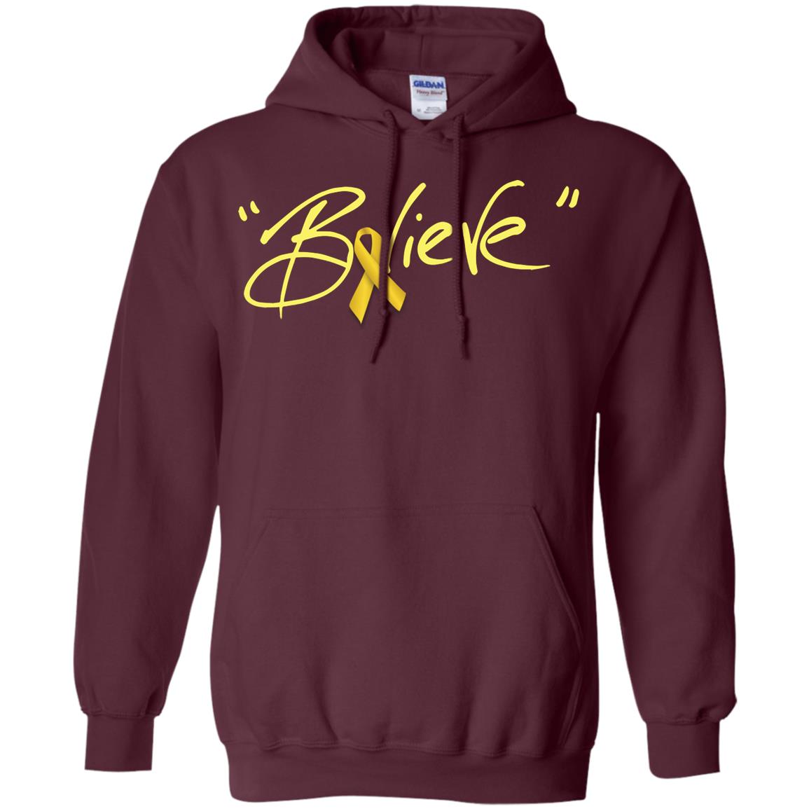 Childhood Cancer Awareness Shirt Gold Ribbon Believe Maroon