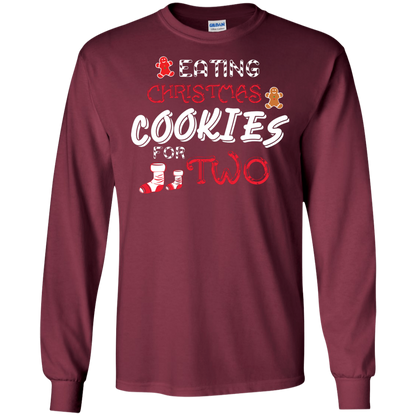 Christmas T-shirt Eating Christmas Cookies For Two Maroon