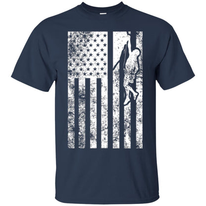 Rock Climbing T Shirt - Rock Climbing Flag Of United States T-shirt Navy