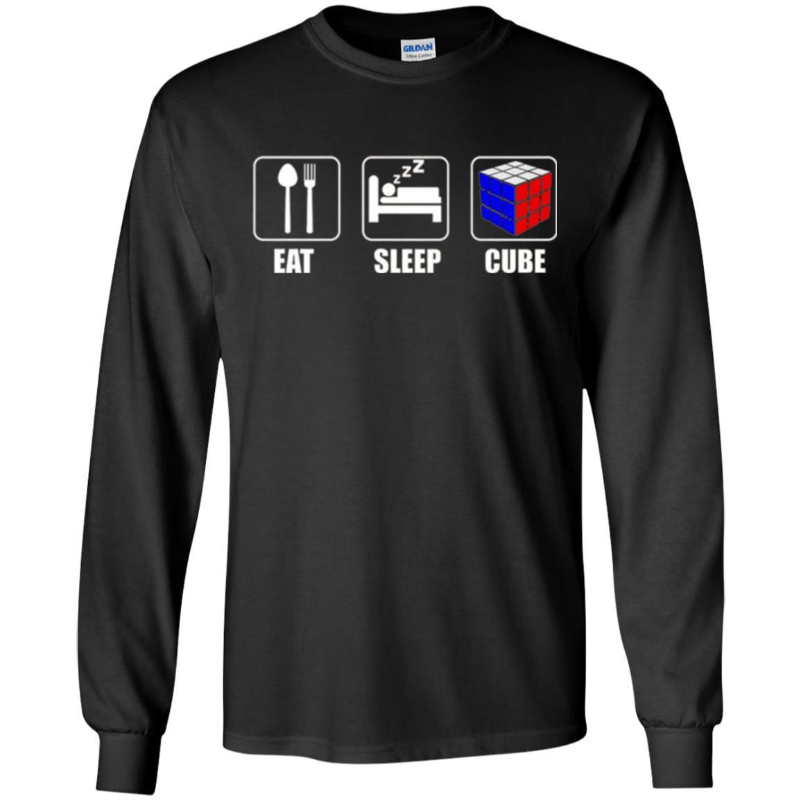 Rubik Lover T-shirt Eat Sleep Cube T-shirt Black