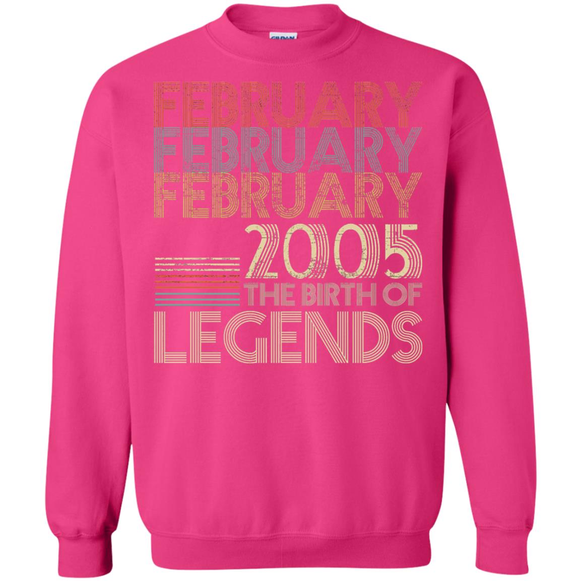 February Retro Classic Vintage 2005 The Birth Of Legends 13th Birthday T-shirt Heliconia