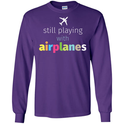 Pilot T-shirt Still Playing With Airplanes Purple
