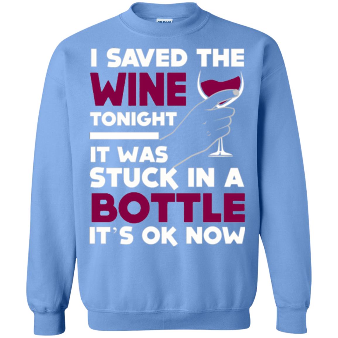 Funny Wine T-shirt I Save The Wine Tonight Carolina Blue