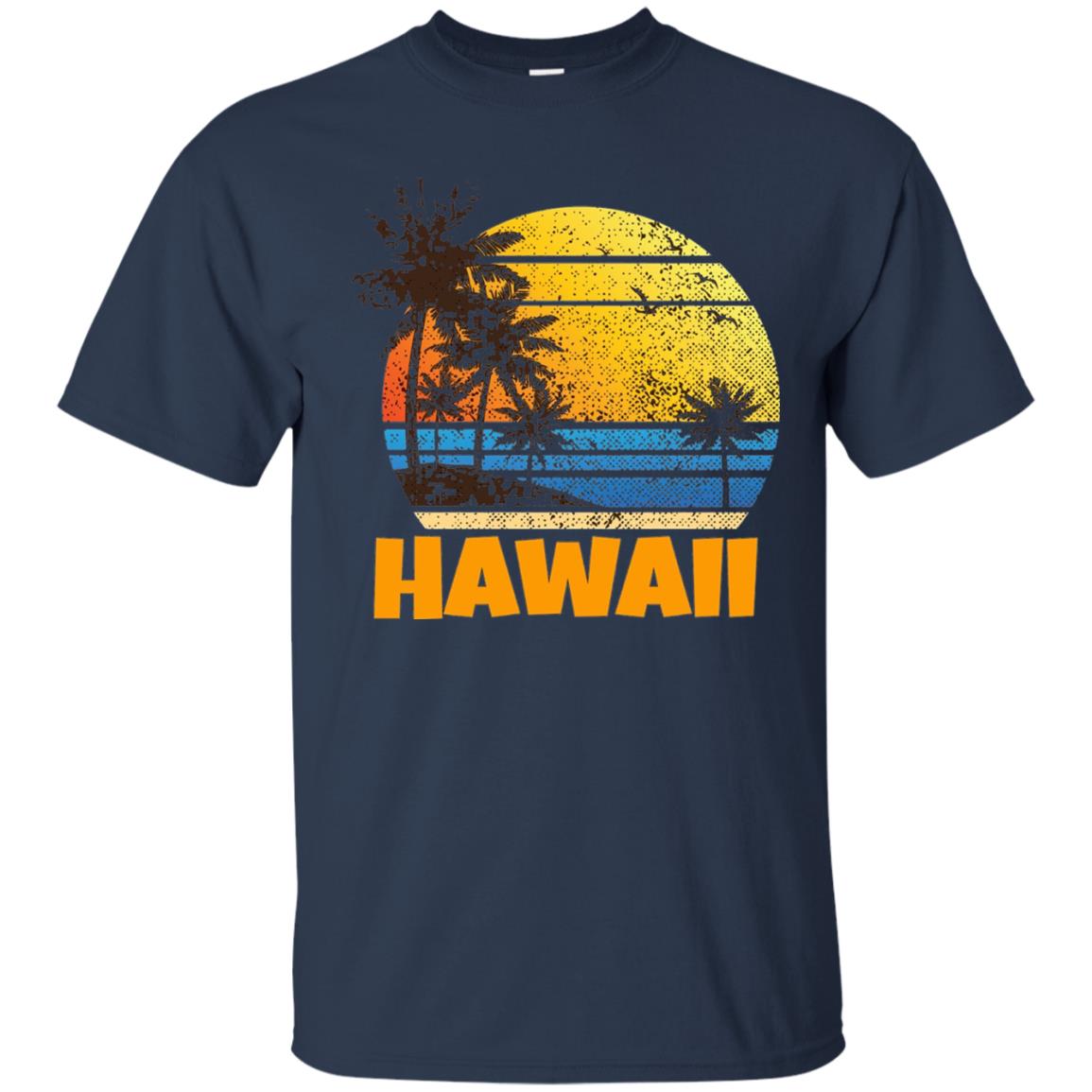 Old School 70_s Hawaiian The Aloha State T-shirt Navy