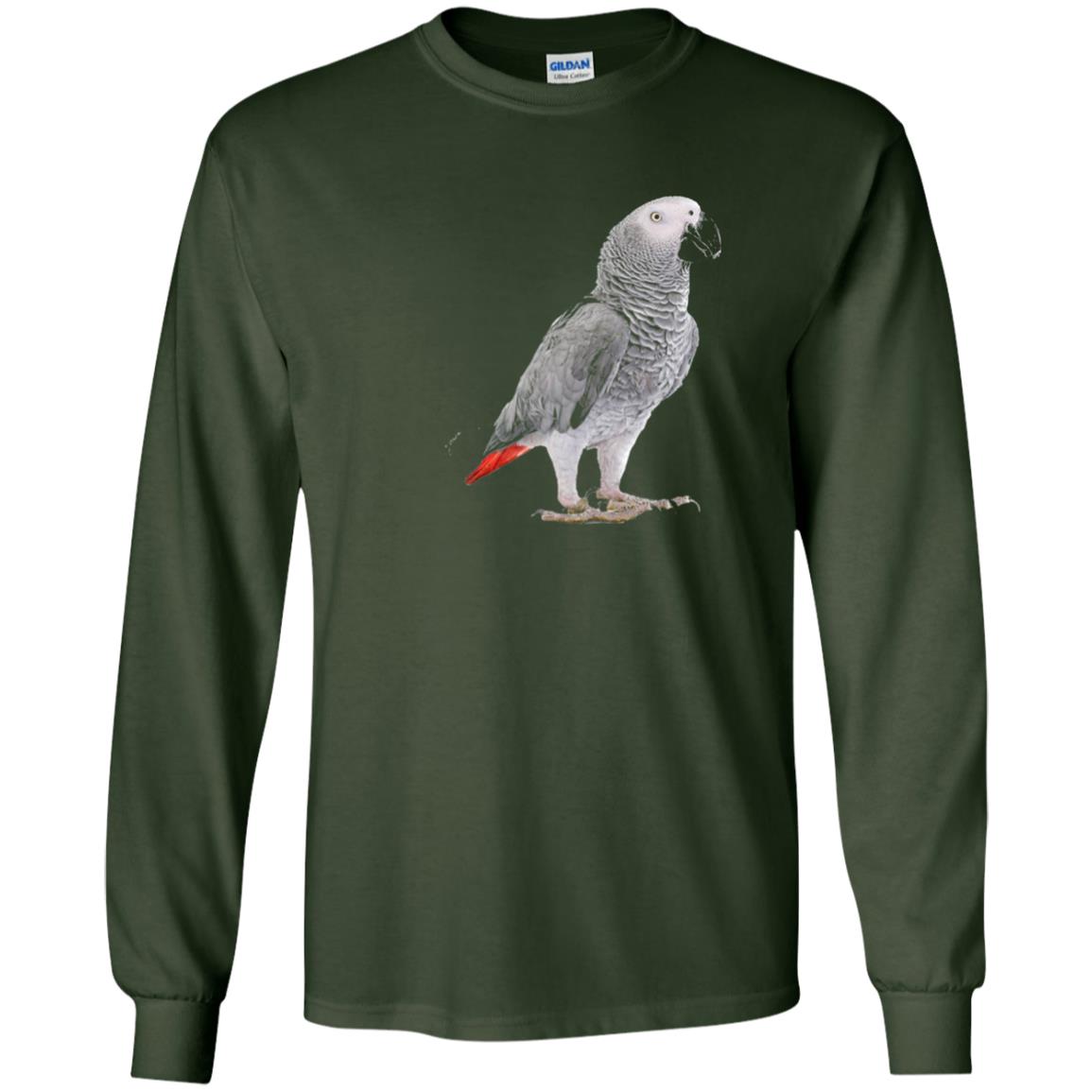 Funny African Grey Parrot Bird T-shirt Forest Green