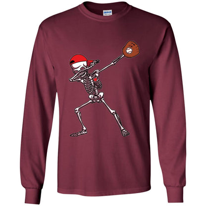 Dabbing Skeleton Baseball Lover T-shirt Maroon