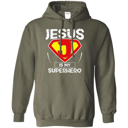 Jesus Is My Superhero Christian Movie Fan T-shirt Military Green