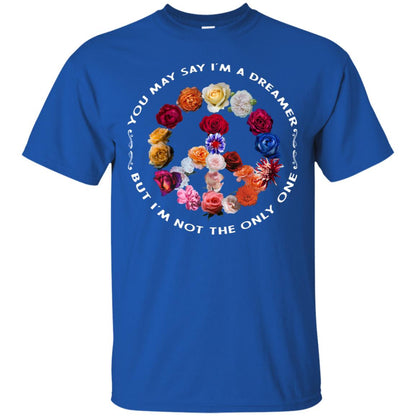 You May Say I_m A Dreamer But I_m Not The Only One Floral Peace Sign Shirt Royal