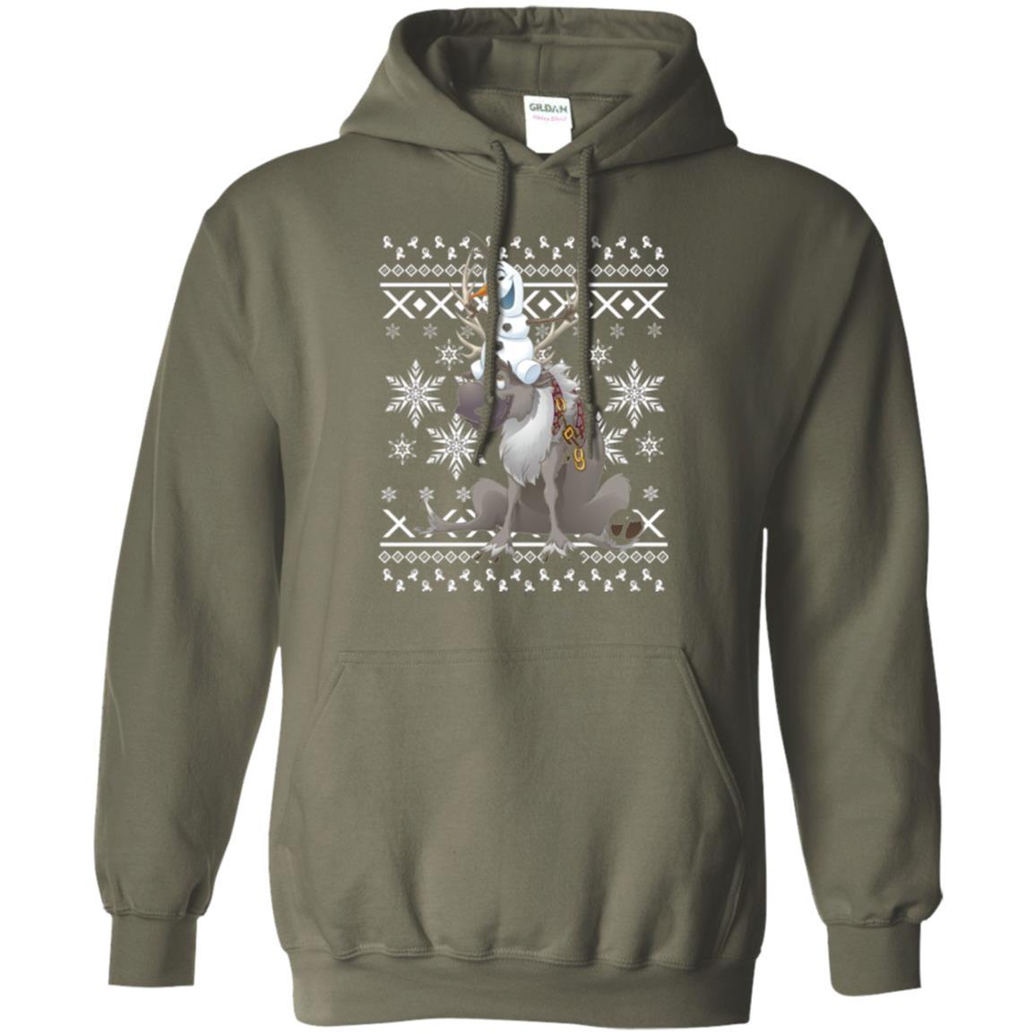 Film T-shirt Frozen Olaf Sven Riding Antler Military Green
