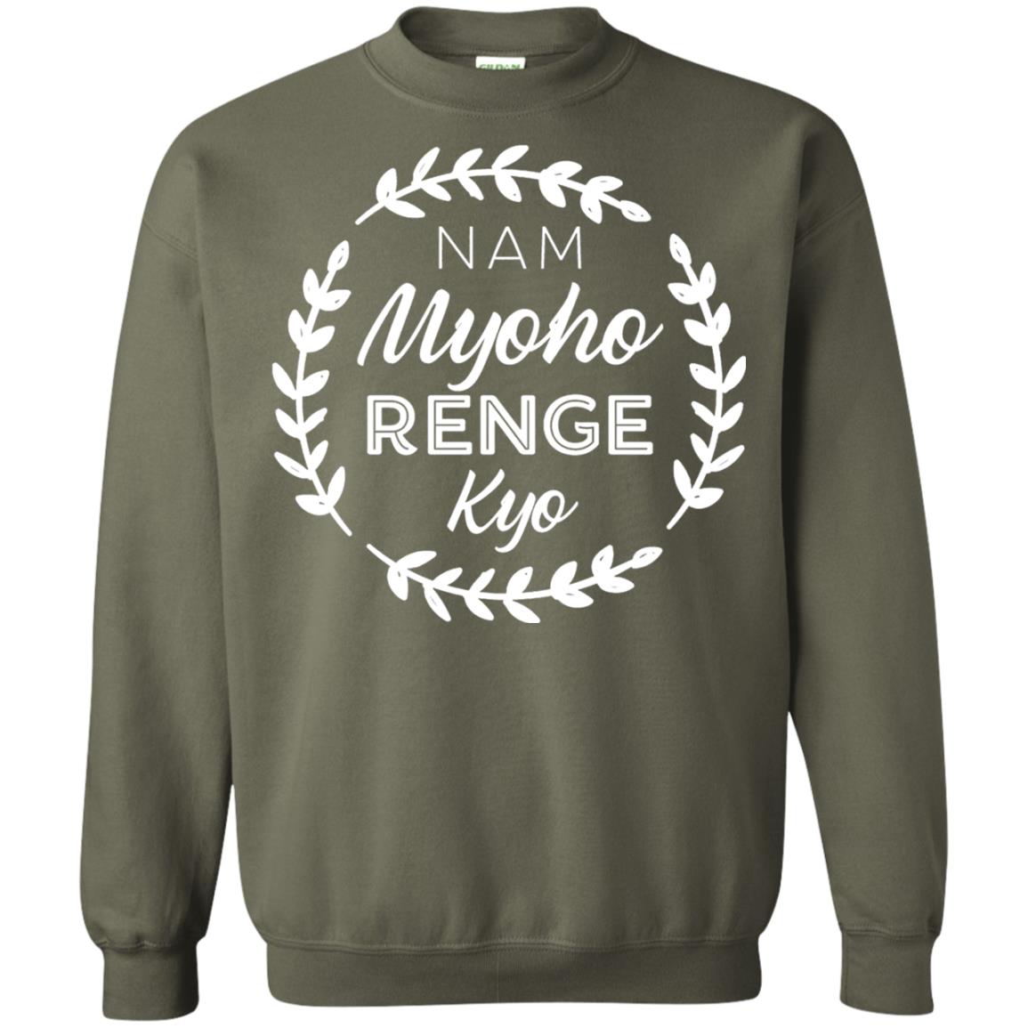 Nam Myoho Renge Kyo White Crest Shirt Military Green