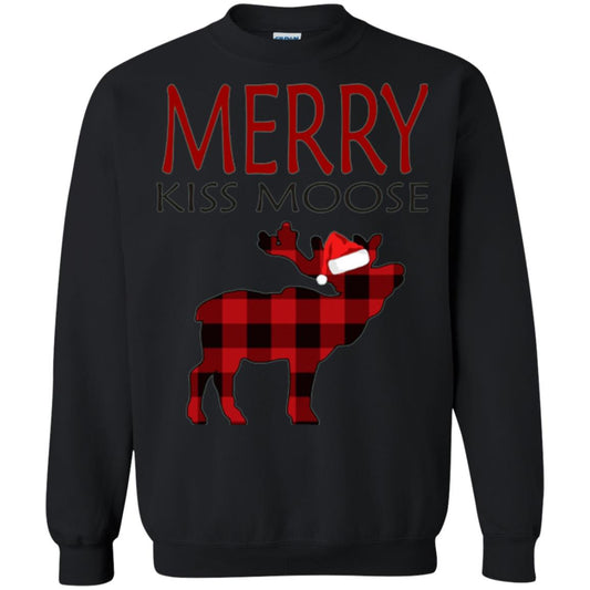 Christmas T-shirt Merry Kiss Moose Black