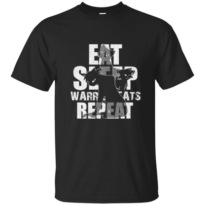Cat Lover T-shirt Eat Sleep Warrior Cats Repeat Black