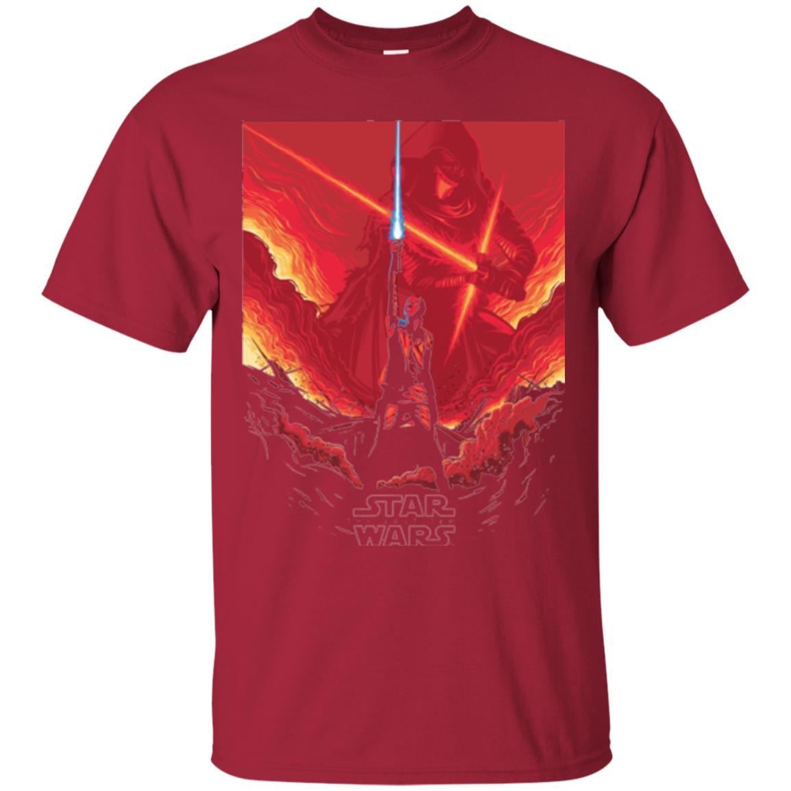 Film T-shirt Star Wars Last Jedi Rey Saber Reach Red Poster Cardinal