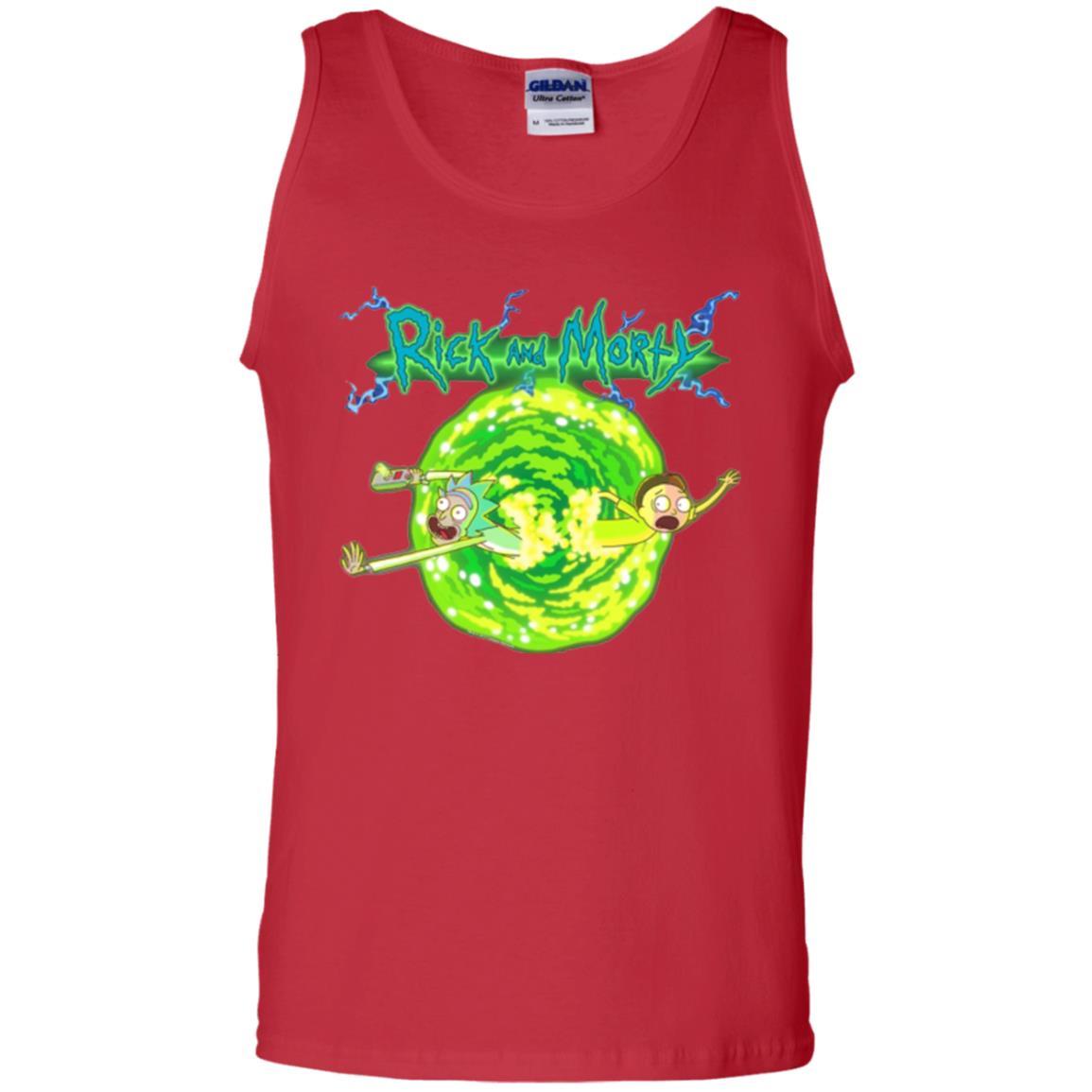 Rick Morty T-shirt Portal Glow Lightning Logo Red