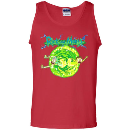 Rick Morty T-shirt Portal Glow Lightning Logo Red