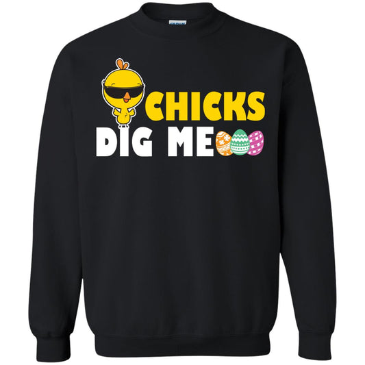 Chicks Dig Me Funny Chicken Shirt For Easter Day Black