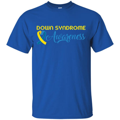 Yellow And Blue Ribbons Down Syndrome Awareness T-shirt Royal