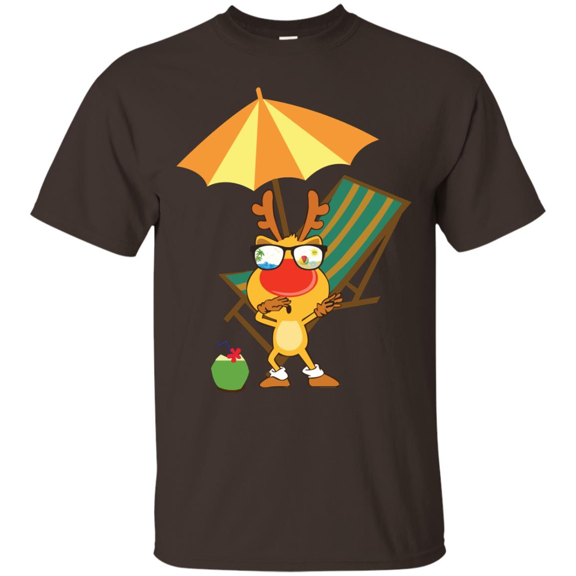 Dabbing Reindeer With Sunglasses Celebrate Xmas In July 2018 Shirt Dark Chocolate